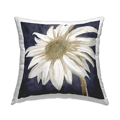 Stupell Industries Blooming White Daisy Flower Abstract Glam Detail Throw Pillow, 18" x 18"