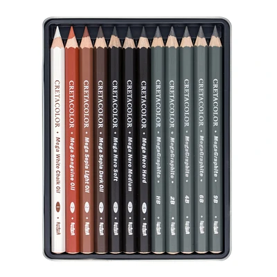 Cretacolor X-Sketch Mega Pencil Drawing 12-Piece Tin Box Set