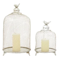 Silver Metal Contemporary Lantern Set, 17" & 12"