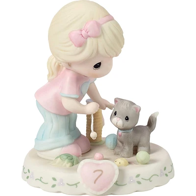 Precious Moments Growing In Grace Blonde Girl Age 7 Bisque Porcelain Figurine