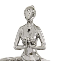 9" Silver Porcelain Yoga Sculpture Set