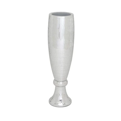 33" Silver Polystone Glam Vase