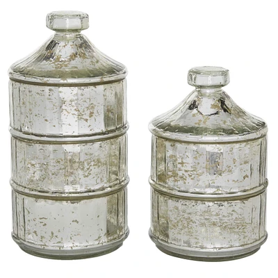 Gray Glass Vintage Decorative Jar Set