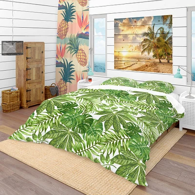 Designart 'Exotic Pattern with Tropical Leaves' Tropical Bedding Set