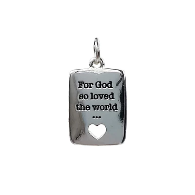 Charmalong™ Silver Plated For God So Loved the World Charm by Bead Landing™