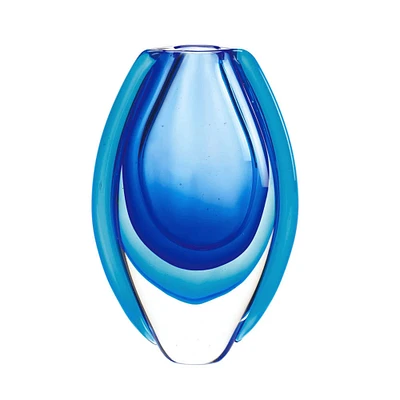 8.5" Azure Blue Art Glass Vase