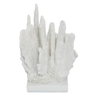 White Polystone Coastal Sculpture, Coral 10" x 7" x 6"