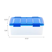 Iris® 6.5gal. Clear Plastic Storage Boxes With Blue Lid, 4 Pack