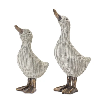 Wicker Duck Figurine Set