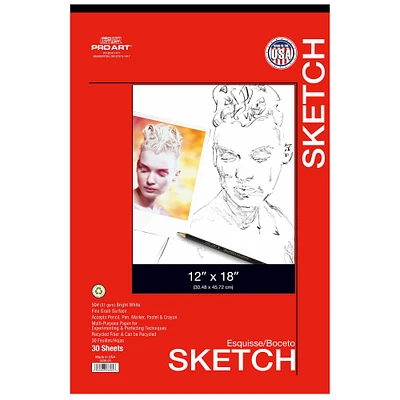 Pro Art® Taped Sketch Pad, 12" x 18"