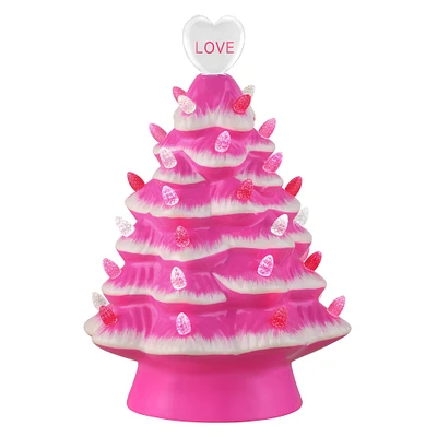 10" Hot Pink Miss Valentine Ceramic Tree