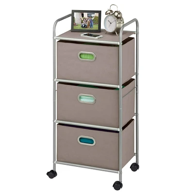 Honey Can Do 3-Drawer Gray Rolling Fabric Storage Cart