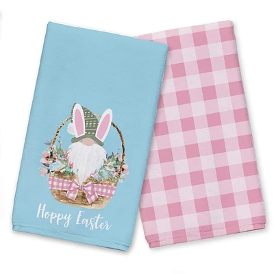 Gnome Bunny Basket Tea Towel Set