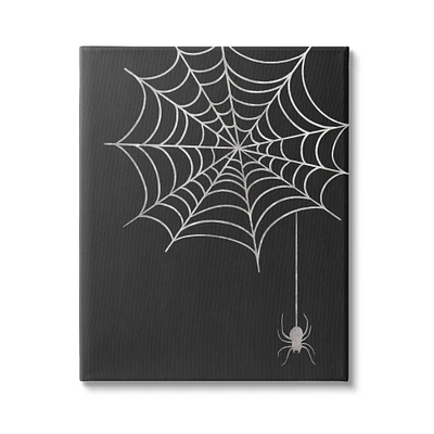 Stupell Industries Casual Black Hanging Spider Web Canvas Wall Art