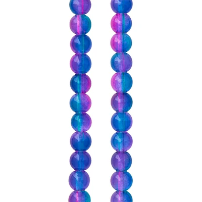 Green, Pink & Blue Glass Round Beads, 8mm by Bead Landing™