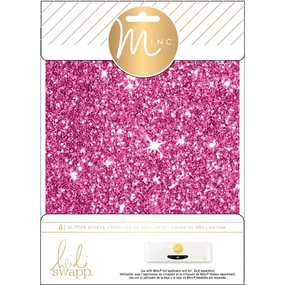 Heidi Swapp™ Minc Pink Glitter Sheets, 6" x 8" 