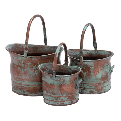 Copper Metal Rustic Planter Set