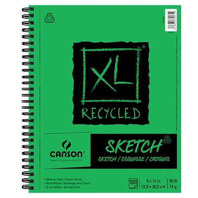 Canson® XL® Recycled Wirebound Sketch Pad, 9" x 12"
