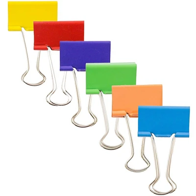 JAM Paper Medium 1.25" Colorful Binder Clips, 6 Packs of 15