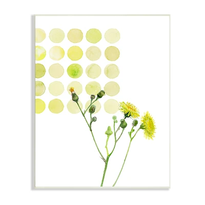 Stupell Industries Dandelion Flowers under Abstract Summer Circles Floral Painting Wall Plaque