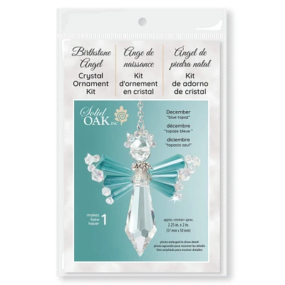 Solid Oak December/Blue Topaz Birthstone Angel Crystal Suncatcher Ornament Kit