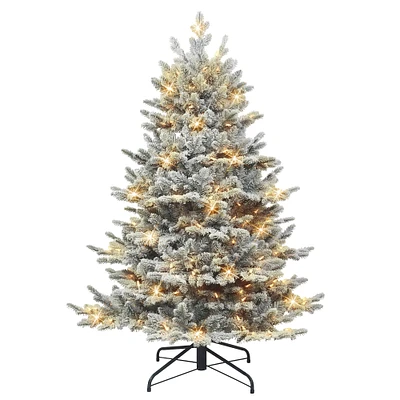 6 Pack: 4.5ft. Pre-Lit Flocked Royal Majestic Douglas Fir Artificial Christmas Tree, Clear Lights