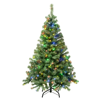 4.5ft. Pre-Lit Sagamore Artificial Christmas Tree, Multicolor LED Lights