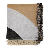 Bloomingville Multicolor Modern Recycled Cotton Throw Blanket with Print & Fringe