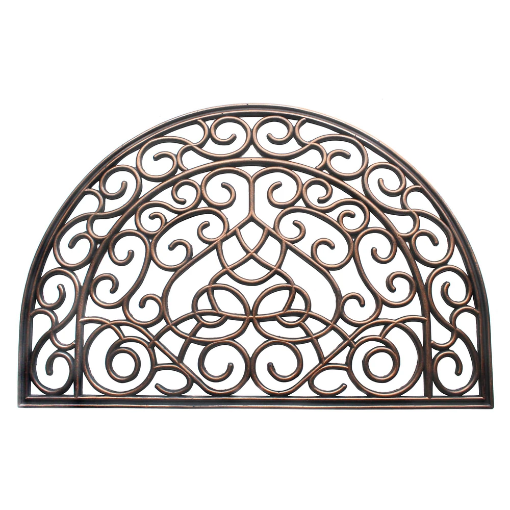 RugSmith Moulded Vines Half-Round Rubber Doormat