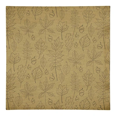 Mustard Yellow Leaf Pattern Cotton Twill Napkin