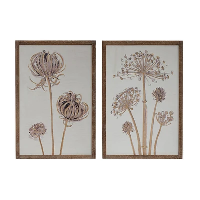 Engraved Wood Wall Décor with Flower Set