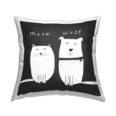 Stupell Industries Whimsical Meow Woof Kids Family Pets Throw Pillow, 18" x 18"