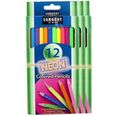 12 Packs: 3 Packs 12 ct. (432 total) Sargent Art® Neon Colored Pencils
