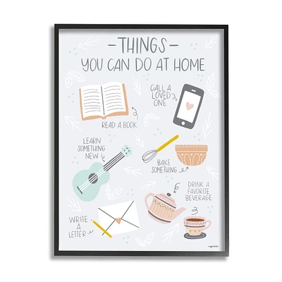 Stupell Industries Things To Do At Home Illustrated Self Care Guide in Frame Wall Art