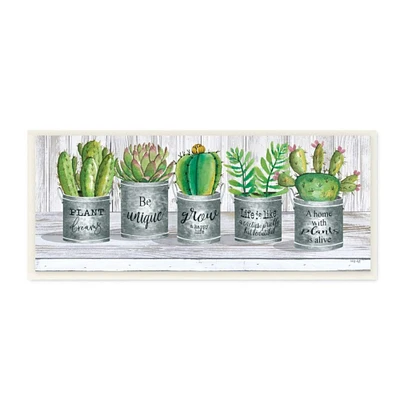 Stupell Industries Succulent & Cactus Jars Wooden Wall Plaque