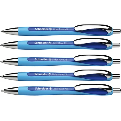 5 Packs: 5 ct. (25 total) Schneider® Blue Slider Rave XB Retractable Ballpoint Pens