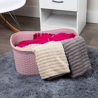 Mind Reader 10.5'' Pink Laundry Basket with Cutout Handles