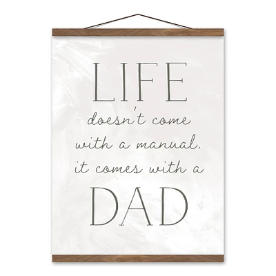 Life Comes with a Dad Teak Hanging Canvas