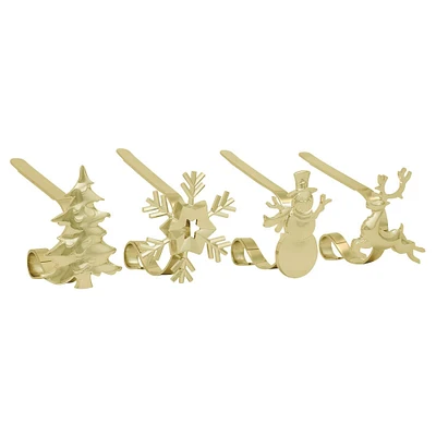 Original MantleClip® Gold Assorted Holiday Icons Stocking Holders, 4ct.