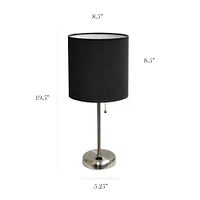 LimeLights 19.5" Brushed Steel Base Lamps with Charging Outlets