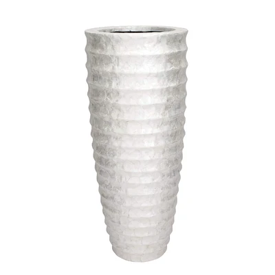 White Polystone Coastal Vase, 48" x 20" x 20"