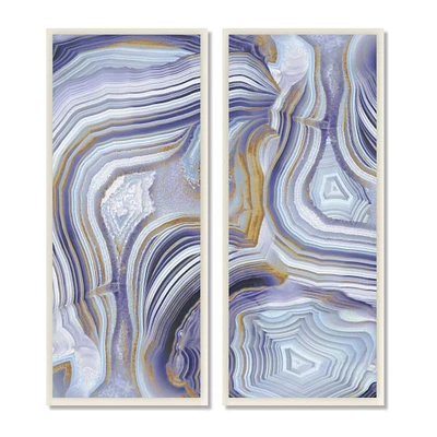 Stupell Industries Agate Crystal Pattern Gold Purple Abstract Design,7" x 17"