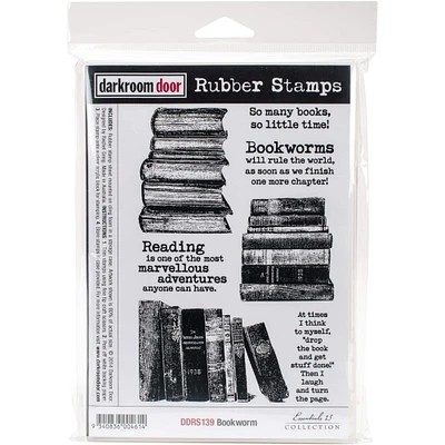 Darkroom Door Rubber Stamps Bookworm Cling Stamp Set