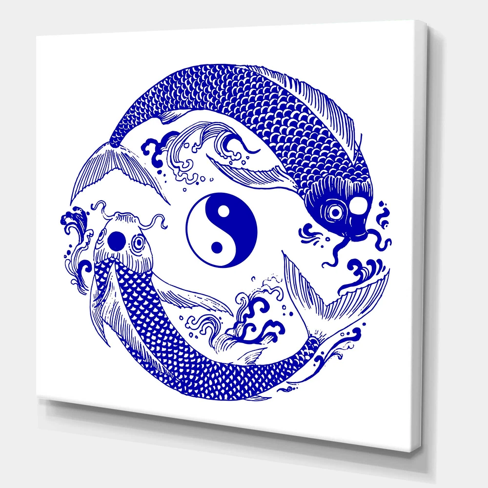 Designart - Chinoiserie Koi Fish II - Traditional Canvas Wall Art Print