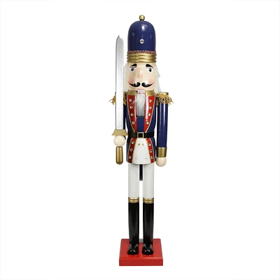 48.25'' Blue and White Christmas Nutcracker Soldier with Sword Decoration