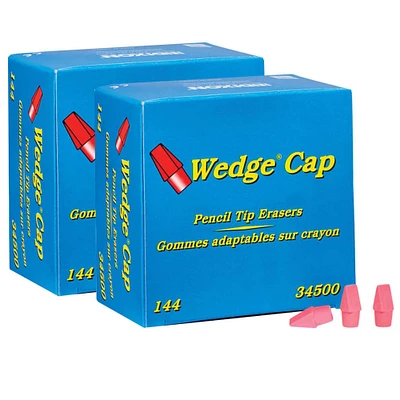 Dixon® Wedge® Cap Pink Pencil Tip Erasers, 2 Packs of 144