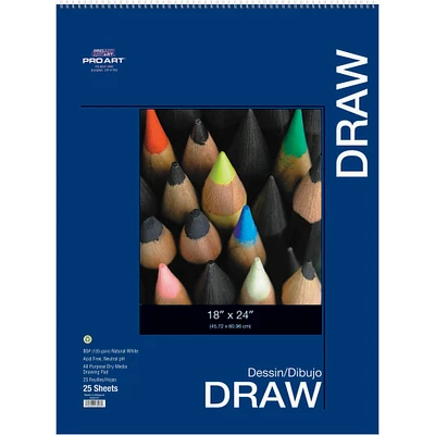 Pro Art® 80lb. Wirebound Drawing Paper Pad