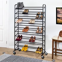 Honey Can Do 50-Pair Black Rolling Shoe Storage