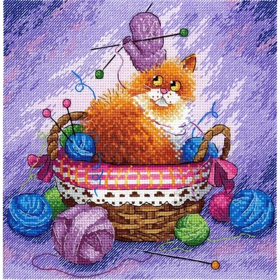 MP Studia Cat And Thread Balls Cross Stitch Kit