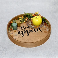 Elegant Designs™ 13.8" Round Bon Appetit Serving Tray with Handles